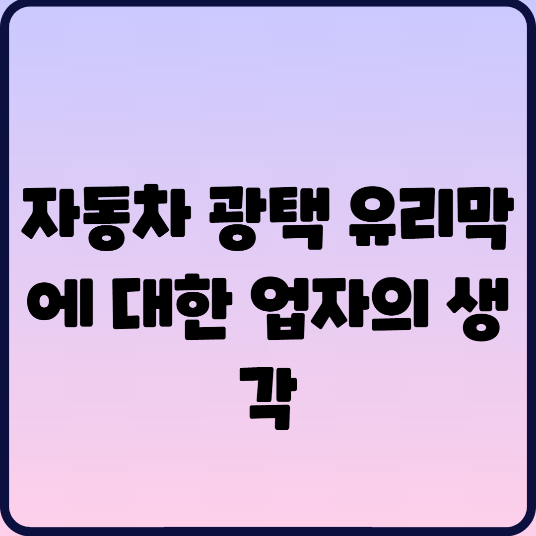 자동차 광택 유리막에 대한 업자의 생각 자동차 광택 유리막에 대한 업자의 생각