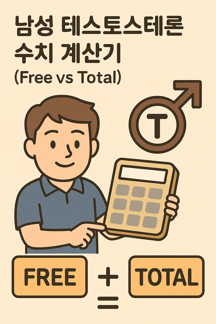 남성 테스토스테론 수치 계산기 (Free vs Total)