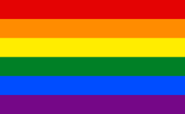 A six-band rainbow flag representing the LGBT community