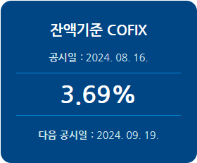 2024년 8월 잔액기준 코픽스 기준금리