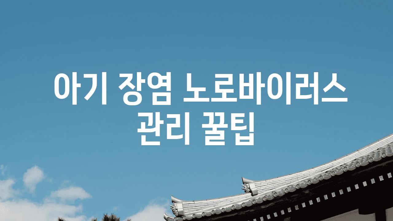  아기 장염 노로바이러스 관리 꿀팁