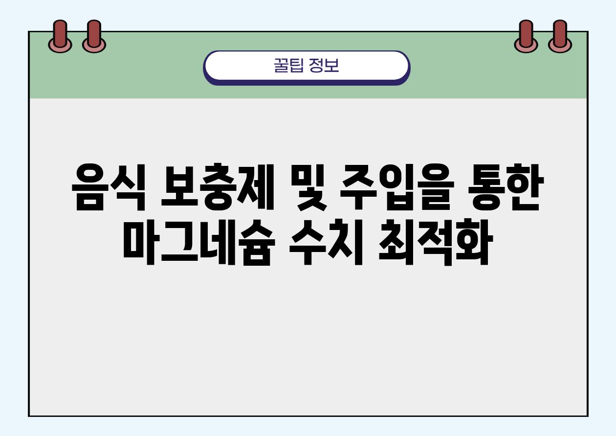 음식 보충제 및 주입을 통한 마그네슘 수치 최적화