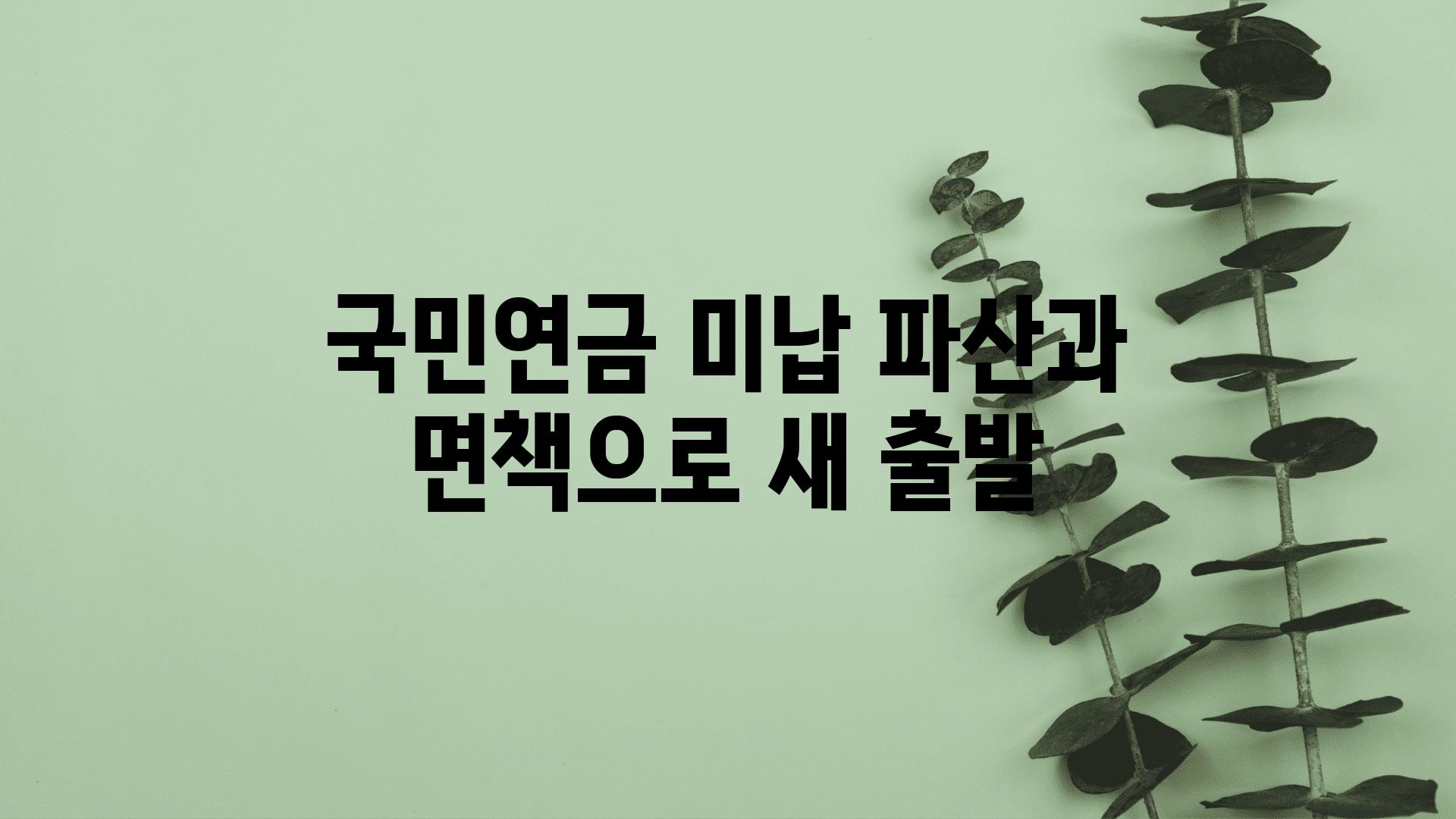 국민연금 미납 파산과 면책으로 새 출발