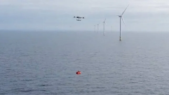 세계 최초 북해 해상풍력단지에 유지보수용 자율주행 드론 운영 시험 VIDEO: &#39;World first’: Giant cargo drone tested in Europe’s offshore wind farm