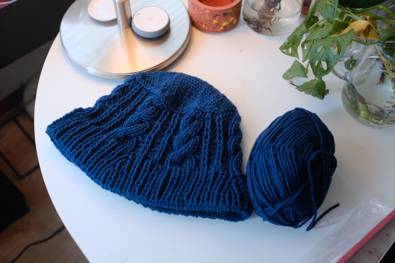 버터6 크림베이지피 콕블루 (바늘이야기키트) 대바늘뜨기 - 니트버킷햇, 1