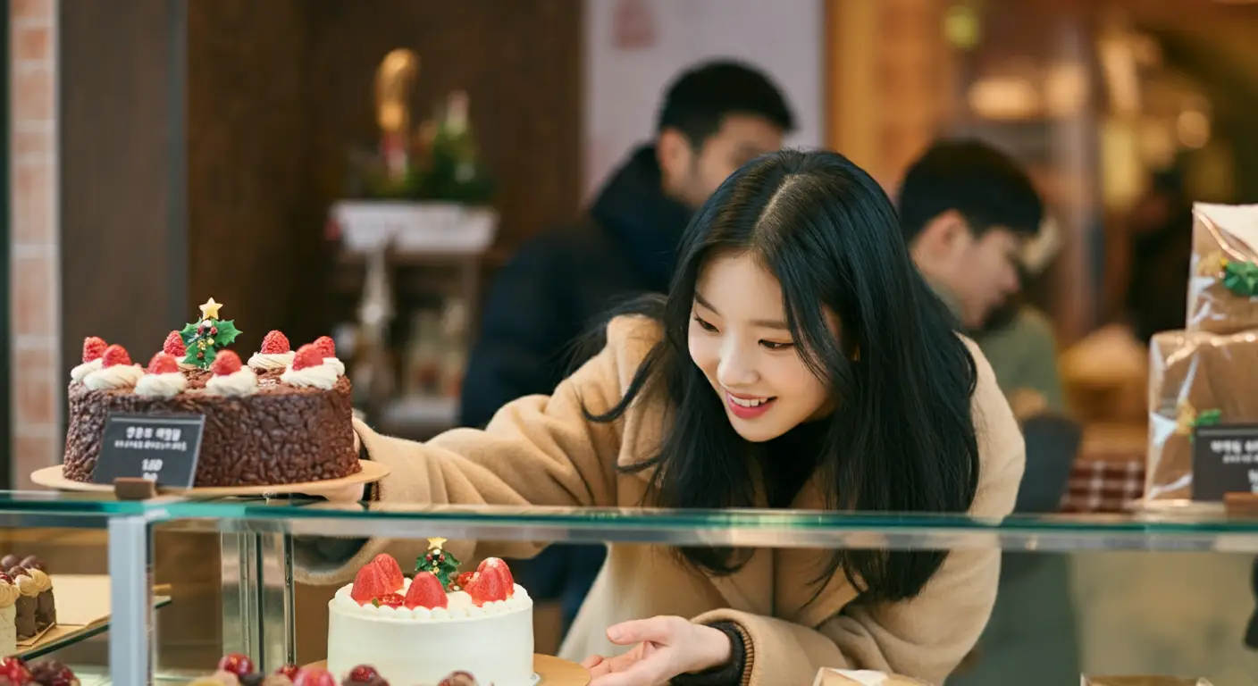 케이크를 구입하는 여성