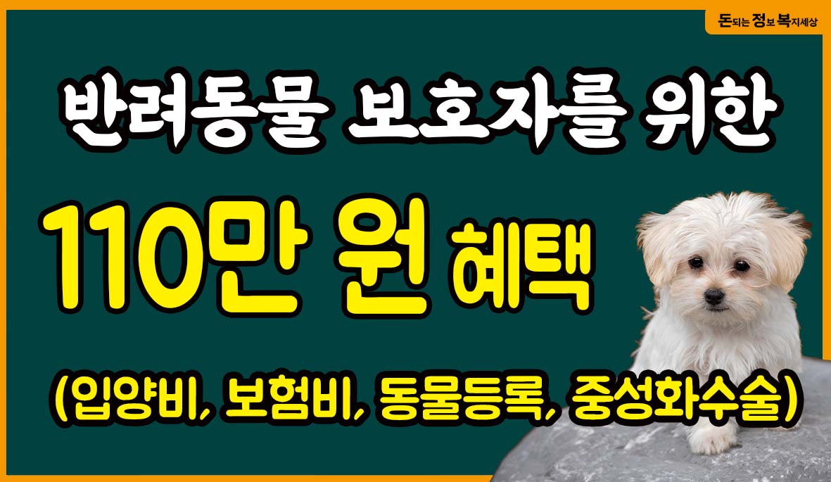  반려동물 보호자를 위한 110만 원 혜택 받으세요 (안심보험비, 입양비 지원, 동물등록비, 중성화 수술비 등)