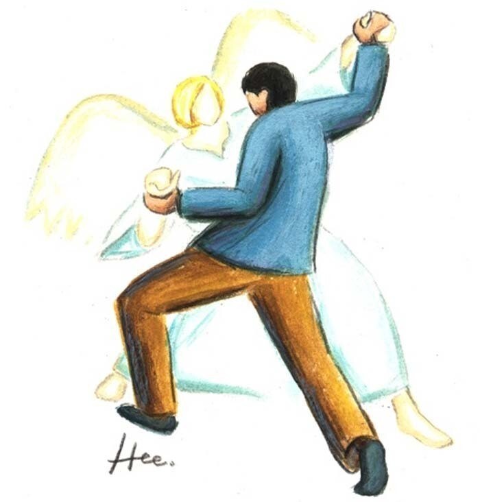 야곱과 천사의 대결 - 서로 이기는 싸움을 했다. - 그림
