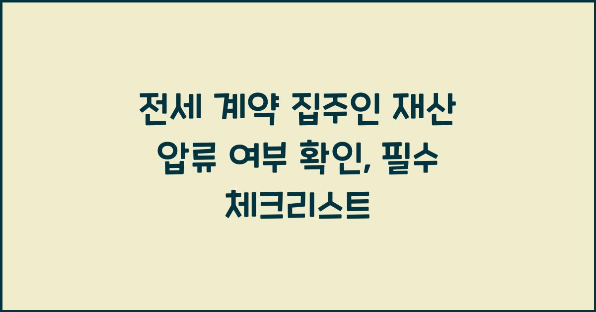 전세 계약 집주인 재산 압류 여부 확인