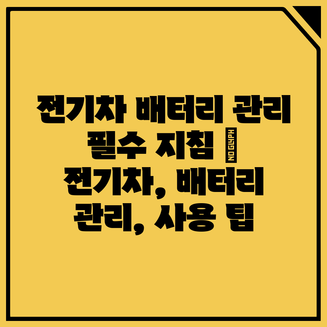 전기차 배터리 관리 필수 지침  전기차, 배터리 관리,