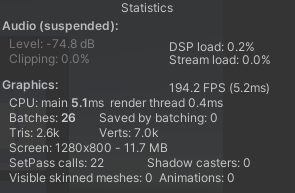 Unity Statistics Batches