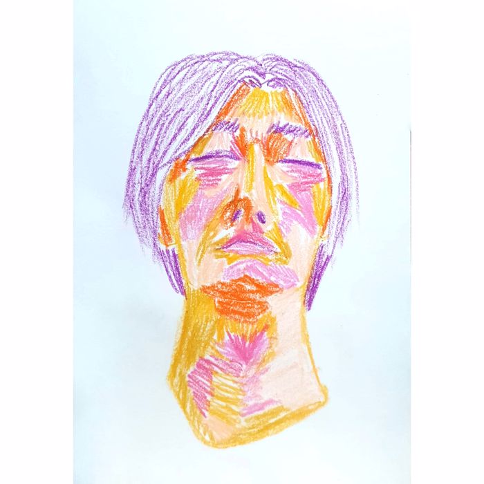  Sleepy 졸린 얼굴 일러스트레이션 크레파스화 그리기