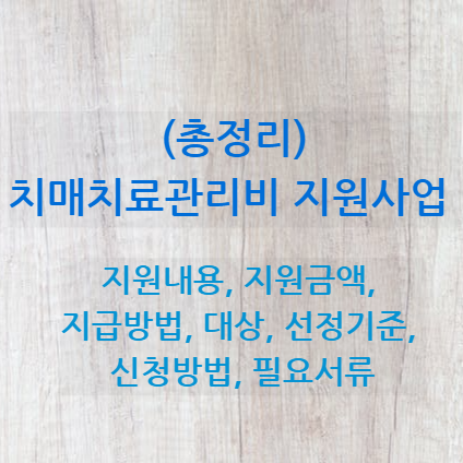 치매 치료 관리비 지원사업 (총정리)