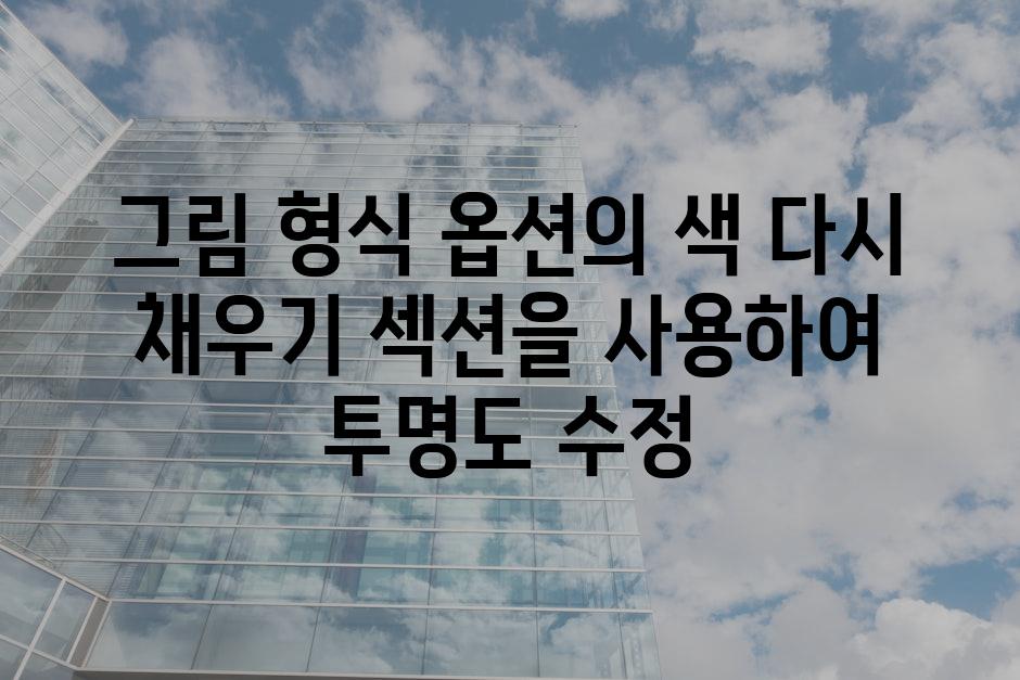 그림 형식 옵션의 색 다시 채우기 섹션을 사용하여 투명도 수정