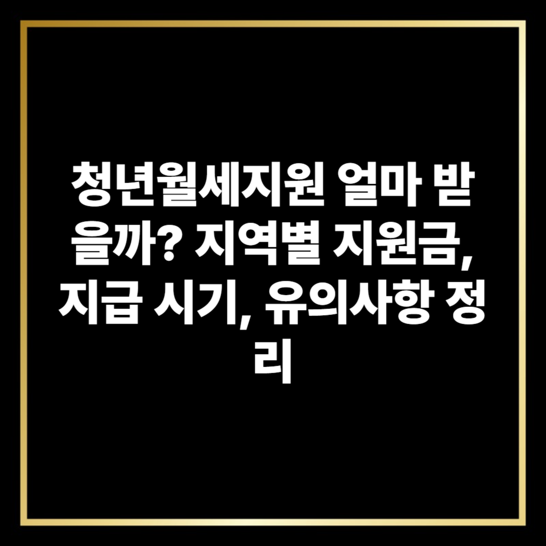 청년월세지원 얼마 받을까? 지역별 지원금, 지급 시기, 유의사항 정리