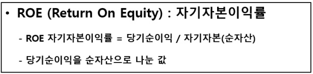 ROE Return on equity 자기자본이익률