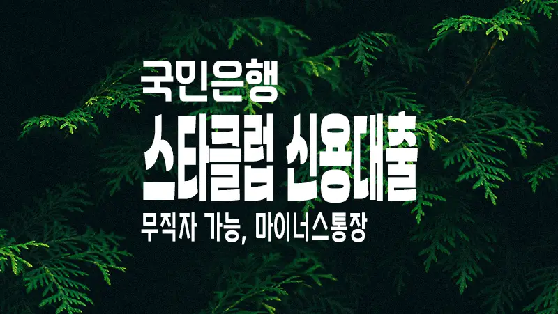 국민은행 STAR CLUB 신용대출&#44; 무직자 마이너스통장 가능