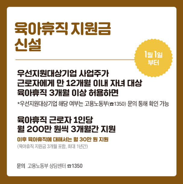  사업주 육아휴직 지원금 / 육아휴직 사업주 신청 / 육아휴직 사업주 부담 / 사업주 육아휴직 지원금 신청서류