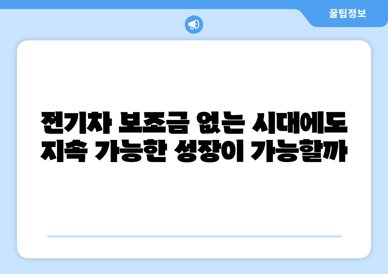 전기차 보조금 없는 시대에도 지속 가능한 성장이 가능할까