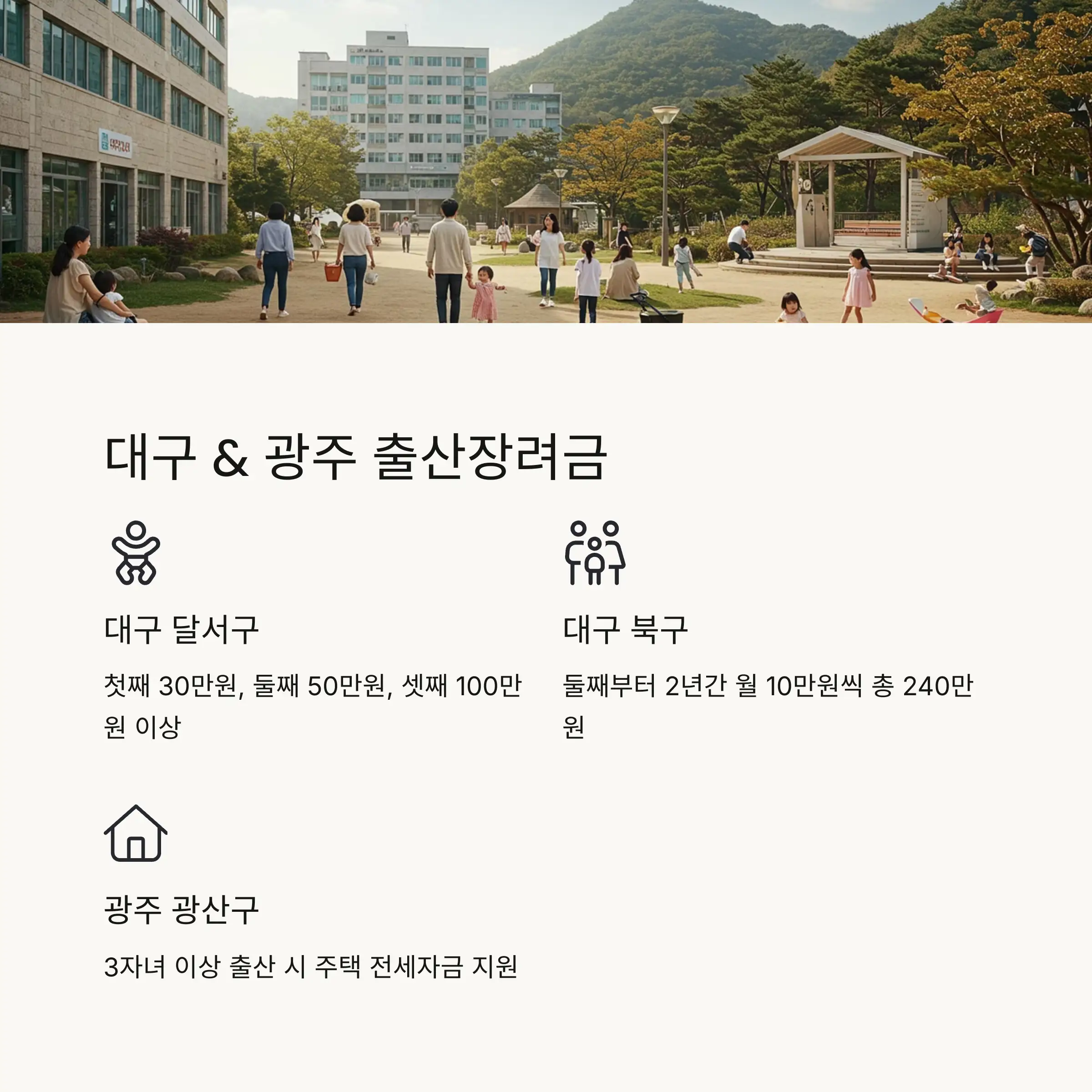 대구광역시 출산장려금 및 육아지원