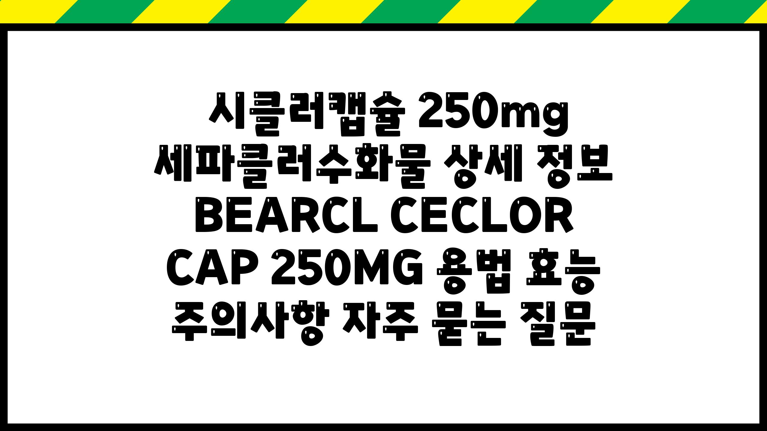  시클러캡슐 250mg 세파클러수화물 상세 정보  BEARCL CECLOR CAP 250MG 용법 효능 주의사항 자주 묻는 질문