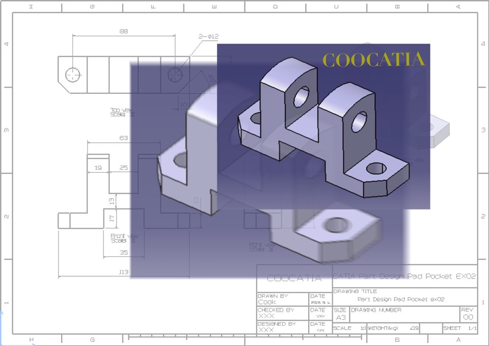  [CATIA] Part Design Pad Pocket Exercise 02 (카티아 파트디자인 패드 포켓 예제 02)
