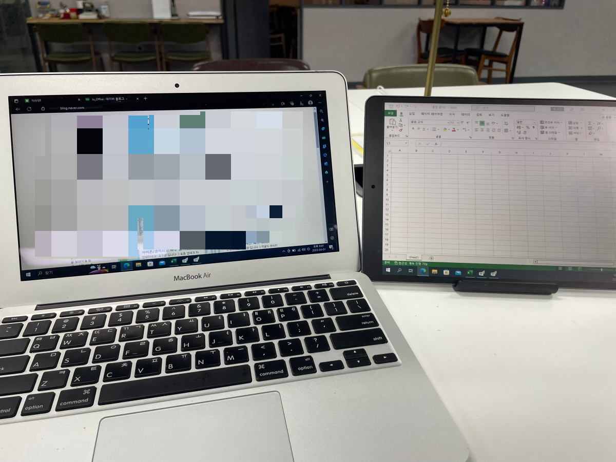 PC와 연결된 아이패드