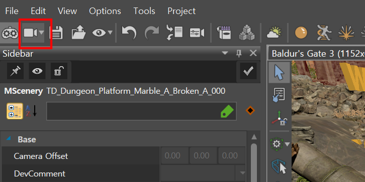 발더스 게이트 3 툴킷 게임 모드 전환 버튼을 강조한 화면