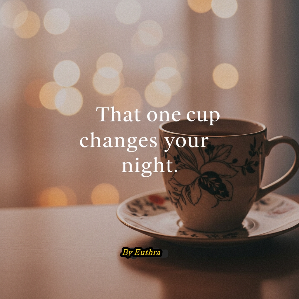 That one cup changes your night. 글이 적혀 있는 컵의 음료