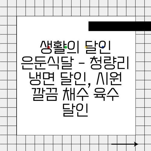 생활의 달인 은둔식달 - 청량리 냉면 달인, 시원 깔끔 채수 육수 달인
