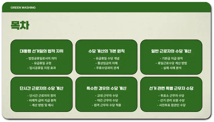 대통령 선거일 근무 수당 
