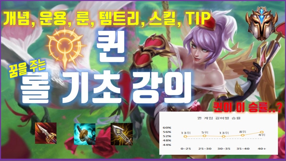  롤 시즌10 탑 퀸 룬 템트리 스킬 공략[꿈을 주는 롤 기초 강의]
