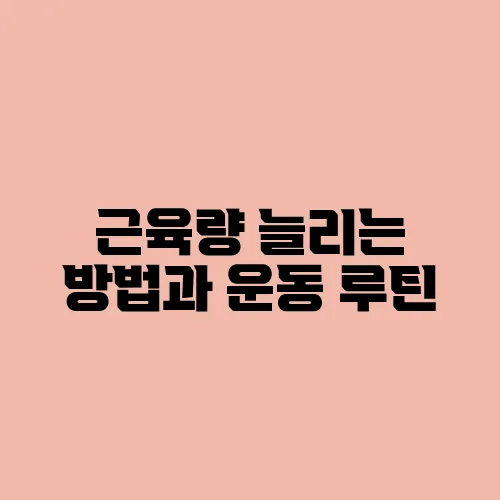 근육량 늘리는 방법과 운동 루틴