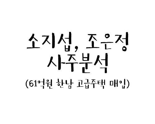 소지섭, 조은정 사주분석 (61억 한남 고급주택 매입)