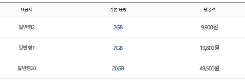 LG유플러스웹하드 일반 요금제