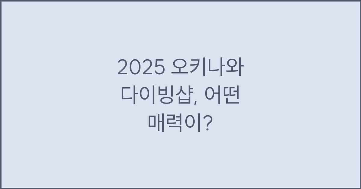 2025 오키나와 다이빙샵