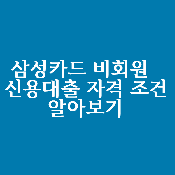  삼성카드 비회원 신용대출 자격 조건 알아볼까요?