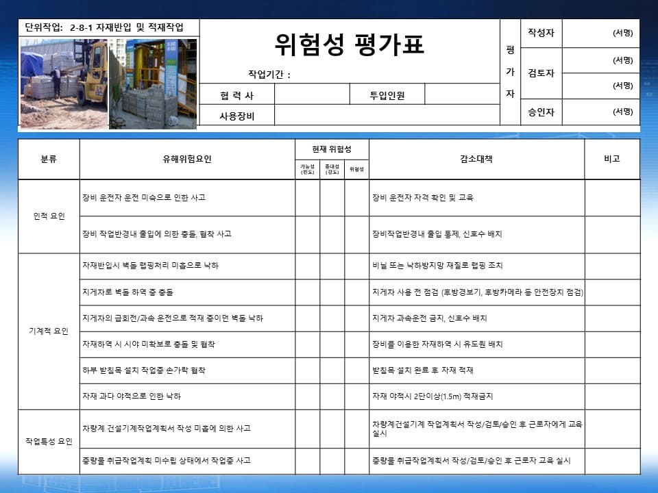  조적작업 위험성평가