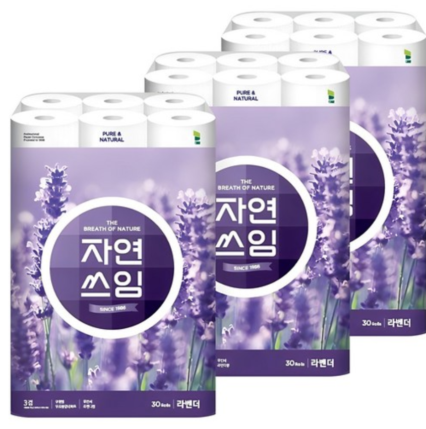 더도톰한자연쓰임무형광라벤더화장지
