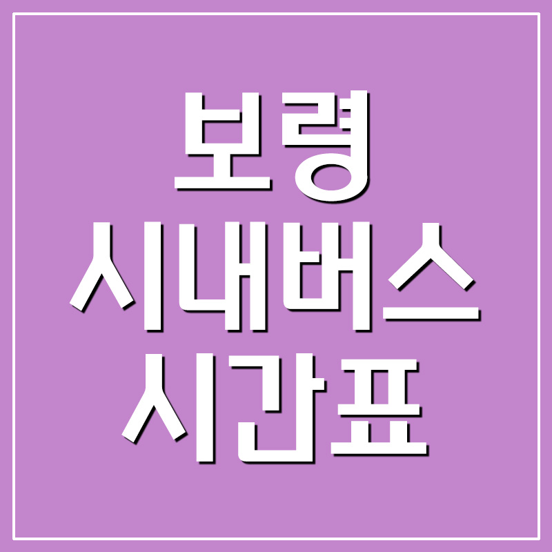  보령 시내버스 시간표 및 요금