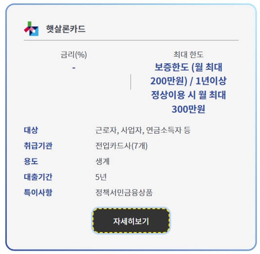 햇살론카드 설명 이미지