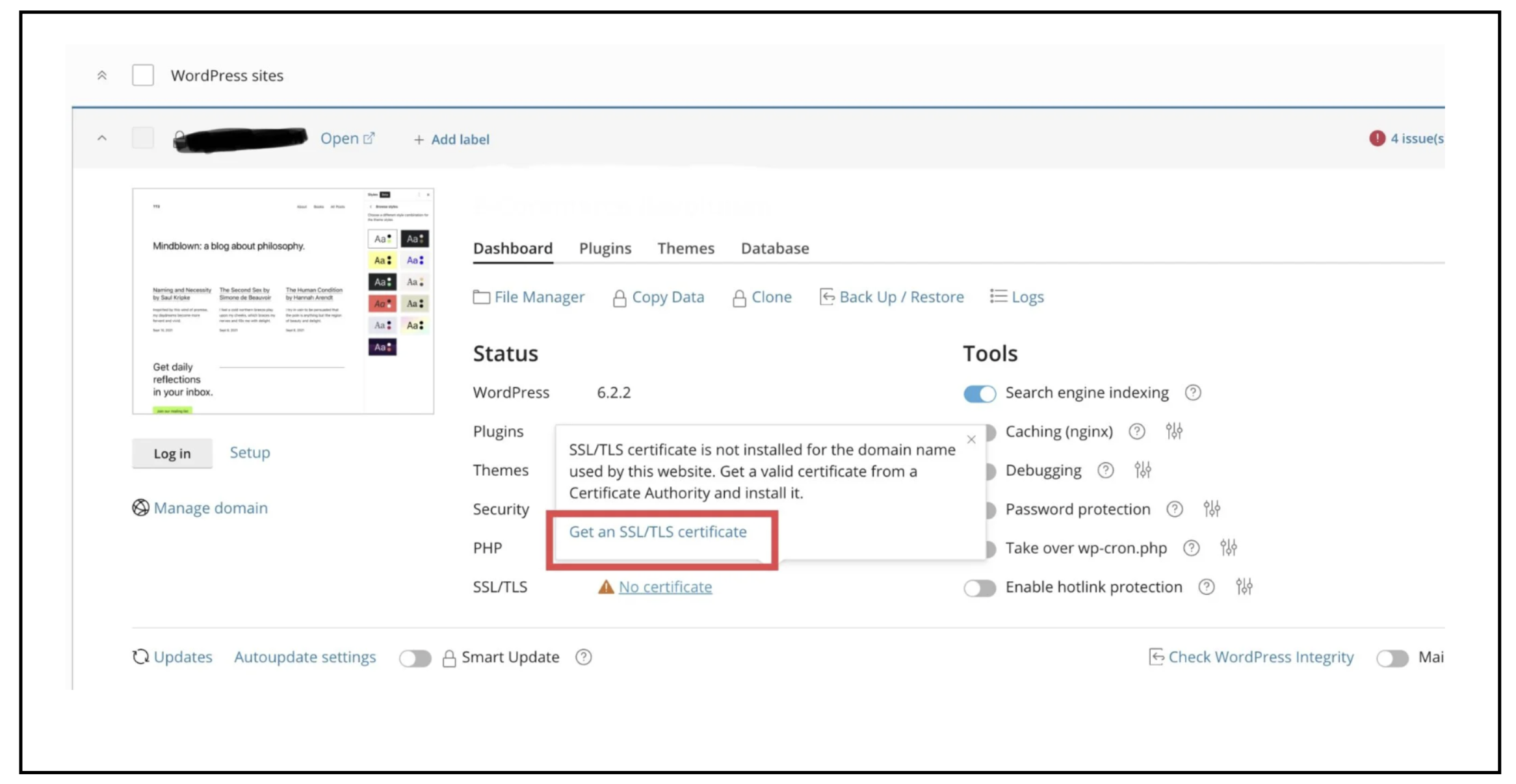 Get an SSL/TLS Certificate 클릭