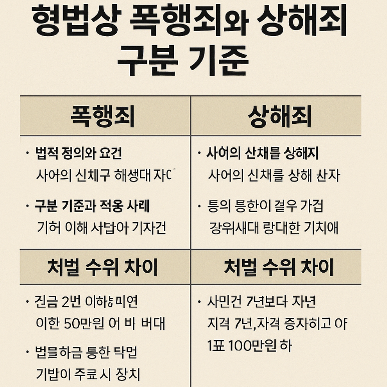 폭행죄와 상해죄의 정의, 구분 기준, 처벌 차이