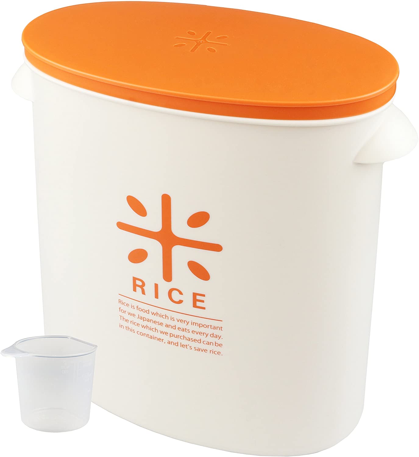  빠루 金属 일제 쌀통 5kg 오렌지 컵을 부착 쌀 봉투 그대로 스톡 RICE HB-3435