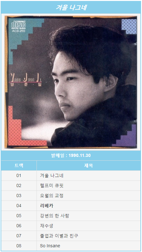  양준일 노래 모음 양준일 정규 1~2집 V2 정규 1집 Full List