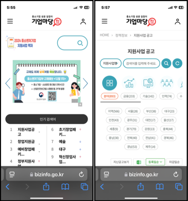 소상공인・자영업자・창업자 2025년 정부지원금 정보 확인 방법 사이트 소개 2025년 정부지원금 확인 - 기업마당
