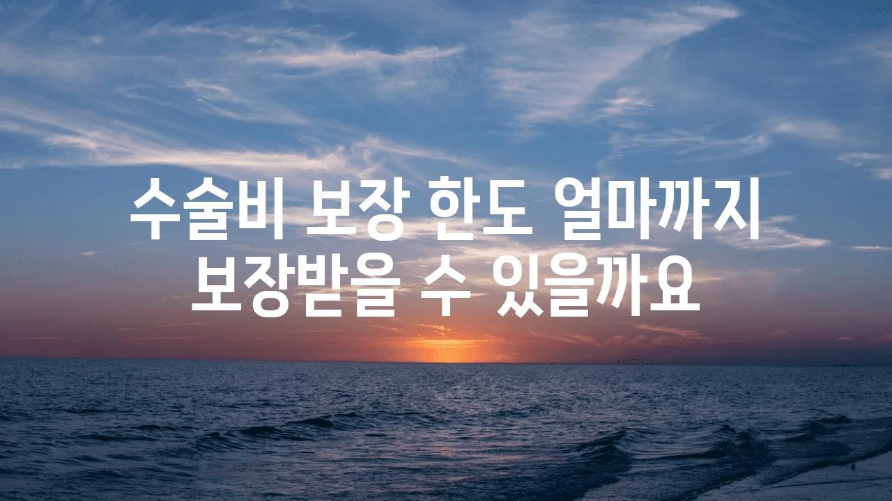 수술비 보장 한도 얼마까지 보장받을 수 있을까요