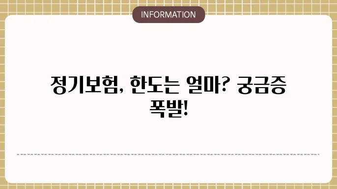 정기보험 가입 시 유의사항