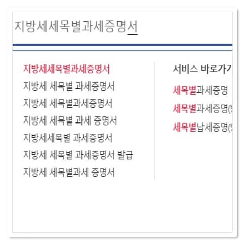 정부24 세목별과세증명서 발급