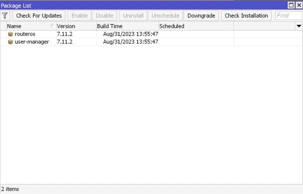 Mikrotik RouterOS v7의 Package List